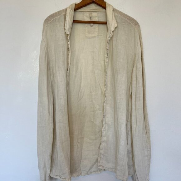 Transit Uomo Men's Cream Linen Button Down Large Italian Designer Avant Garde - Picture 1 of 5